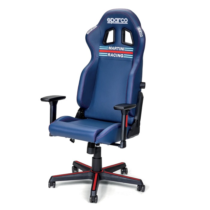 SPARCO SEDIA POLTRONA GAMING UFFICIO MODELLO ICON MARTINI COLORE RACING BLU NAVY - 00998SPMR
