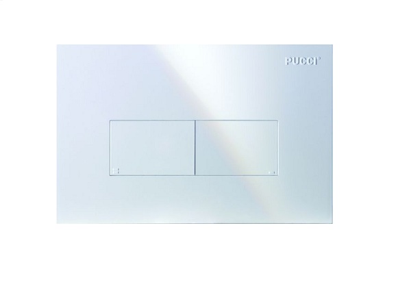 PUCCI - PLACCA DI COMANDO modello: ECO LINEA 80000560 con 2 pulsanti di scarico per WC a pavimento BIANCA
