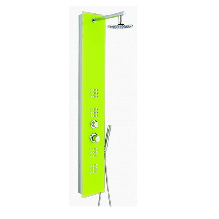 COLONNA DOCCIA MULTIFUNZIONE METAFORM mod. CRYSTAL in vetro temperato e PVC - LIME