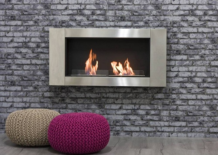 STUFA CAMINO A BIOETANOLO A PARETE MOD. LONG KW 3,5 CM 110X16X54H COD. 89753