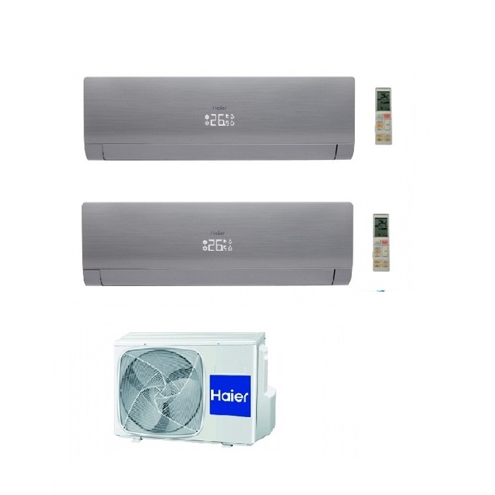 CLIMATIZZATORE CONDIZIONATORE HAIER DUAL SPLIT INVERTER NEBULA GREEN GREY R-32 9000+18000 CON 2U50S2SF1FA WI-FI READY 9+18