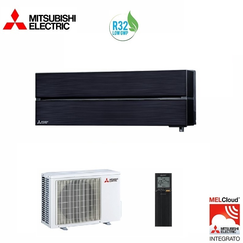 CLIMATIZZATORE CONDIZIONATORE MITSUBISHI ELECTRIC INVERTER serie LN KIRIGAMINE STYLE MSZ-LN35VGB WI-FI R-32 12000 BTU NERO ONICE