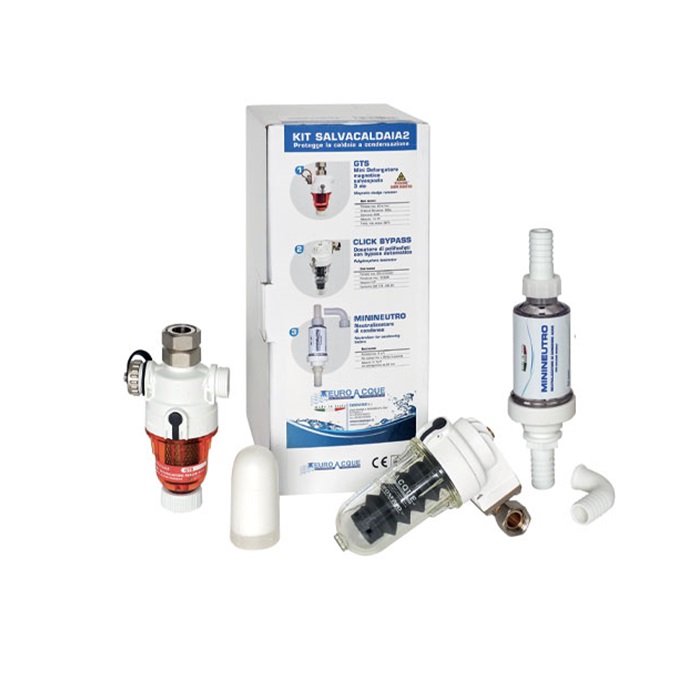 EUROACQUE KIT SALVACALDAIA 2 DEFANGATORE FILTRO MAGNETICO + DOSATORE POLIFOSFATI + NEUTRALIZZATORE CONDENSA
