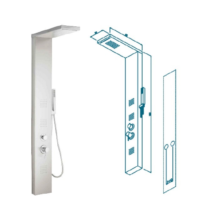 COLONNA DOCCIA MULTIFUNZIONE METAFORM mod. MANHATTAN PLUS in acciaio INOX