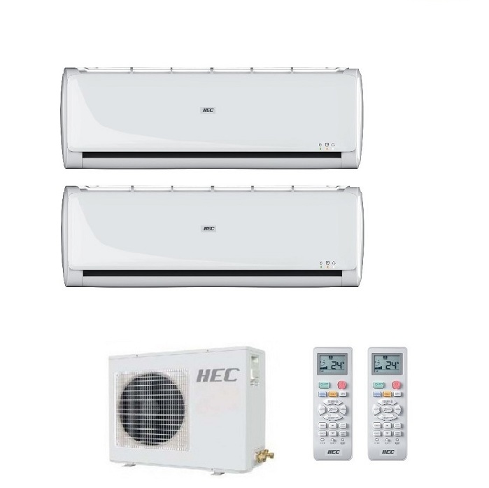 CLIMATIZZATORE CONDIZIONATORE DUAL SPLIT HEC TIDE BY HAIER R-32 INVERTER 9000+12000 CON H2SU-18TK/R2 9+12 NEW
