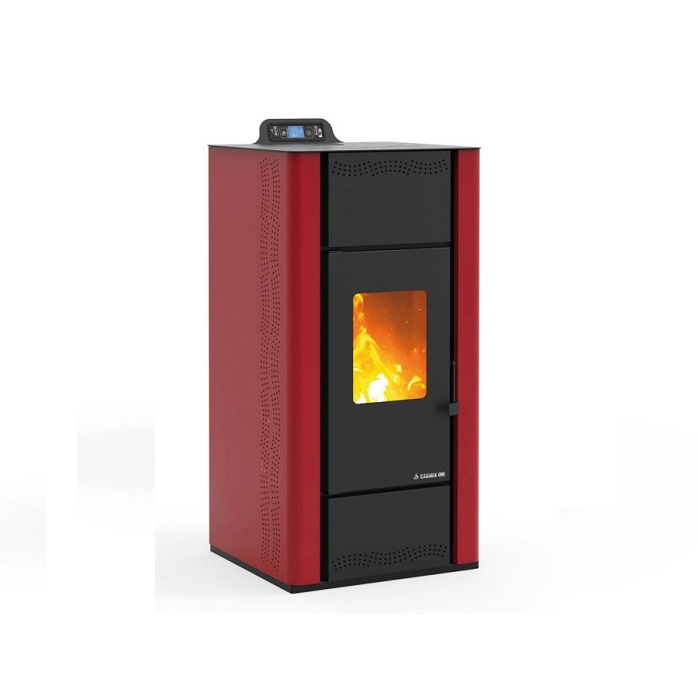 TERMOSTUFA A PELLET KARMEK ONE MOD. MALAGA IN ACCIAIO 15 KW ROSSO