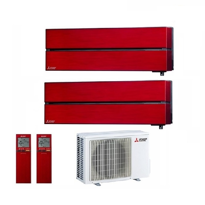 CLIMATIZZATORE CONDIZIONATORE MITSUBISHI ELECTRIC DUAL SPLIT INVERTER MSZ-LN KIRIGAMINE STYLE ROSSO RUBINO R-32 9000+9000 con MXZ-2F53VF Wi-Fi NEW 9+9