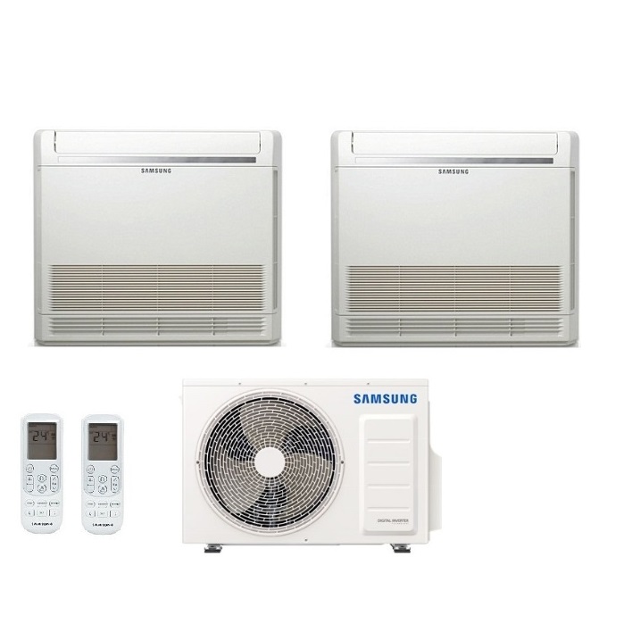 CLIMATIZZATORE CONDIZIONATORE SAMSUNG INVERTER DUAL CONSOLE R-32 9000+9000 CON AJ050TXJ - NEW COMANDO WIRELESS INCLUSO 9+9