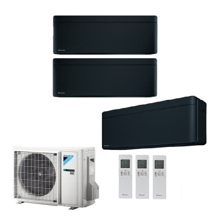 CLIMATIZZATORE CONDIZIONATORE DAIKIN BLUEVOLUTION TRIAL SPLIT INVERTER STYLISH BLACK R-32 WI-FI 7000+7000+9000 CON 3MXM52N - 7+7+9 - NEW TOTAL BLACK