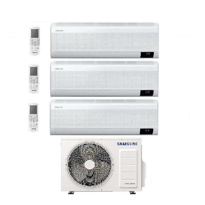 CLIMATIZZATORE CONDIZIONATORE SAMSUNG INVERTER TRIAL SPLIT WINDFREE ELITE 9000+12000+12000 con AJ068TXJ R-32 CLASSE A++ WIFI - NEW 9+12+12