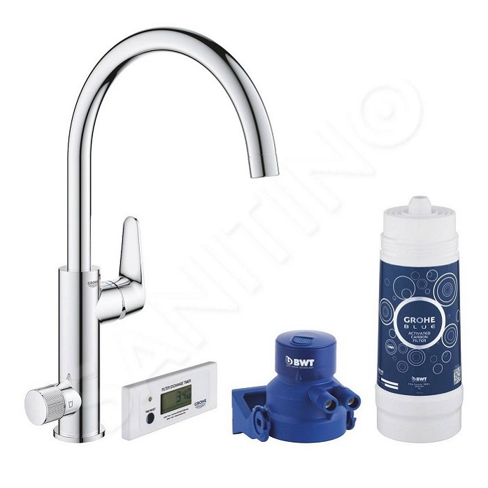 GROHE BLUE PURE BAUCURVE MISCELATORE MONOCOMANDO PER LAVELLO CON SISTEMA FILTRANTE DELL’ACQUA FINITURA CROMO LUCIDO 30385000