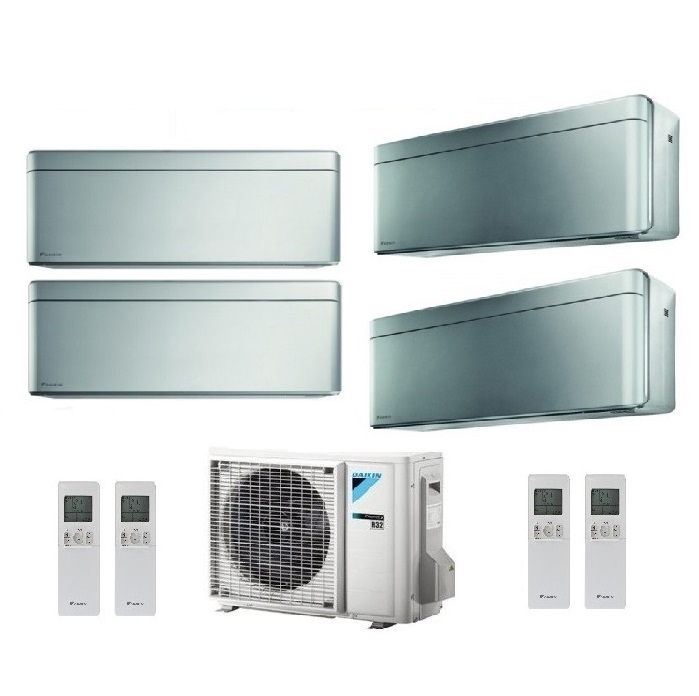 CLIMATIZZATORE CONDIZIONATORE DAIKIN BLUEVOLUTION QUADRI SPLIT INVERTER STYLISH SILVER R-32 WI-FI 7000+7000+7000+7000 CON 4MXM68N 7+7+7+7 NEW TOTAL SILVER FTXA-BS