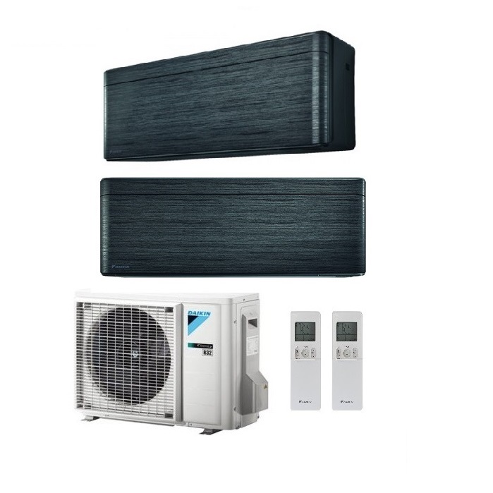 CLIMATIZZATORE CONDIZIONATORE DAIKIN BLUEVOLUTION DUAL SPLIT INVERTER STYLISH BLACKWOOD R-32 WI-FI 12000+15000 CON 2MXM50M9 - NEW REAL BLACKWOOD FTXA-BT 12+15