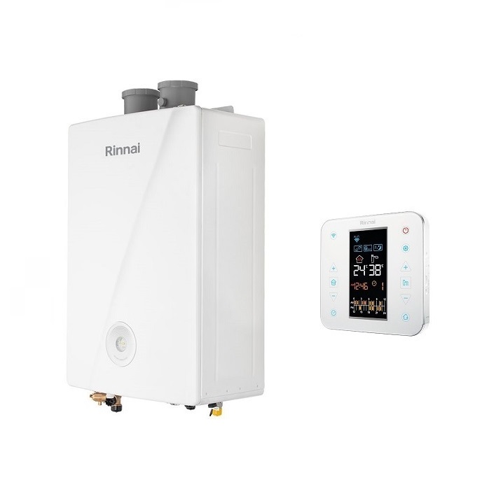 CALDAIA RINNAI A CONDENSAZIONE MOMIJI 29 KW CON CRONOTERMOSTATO WI-FI INTEGRATO COMPLETA DI KIT SCARICO FUMI GPL LOW NOX-
 NEW