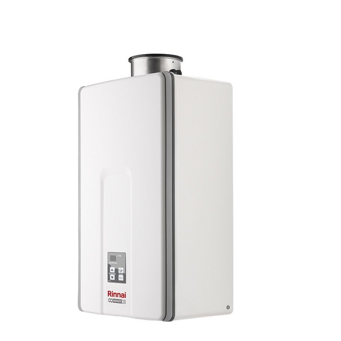 SCALDABAGNO A GAS CAMERA STAGNA RINNAI INFINITY 28I INTERNO COMPLETO DI KIT SCARICO FUMI - METANO - NEW