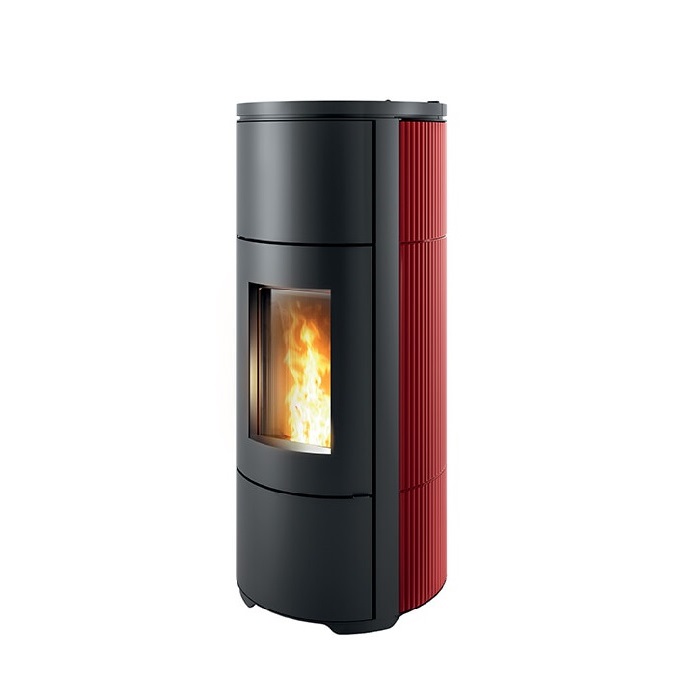 STUFA A PELLET CANALIZZABILE MCZ FLOW COMFORT AIR 10 M1 10 KW IN ACCIAIO CON RIVESTIMENTO IN CERAMICA BORDEAUX - NEW