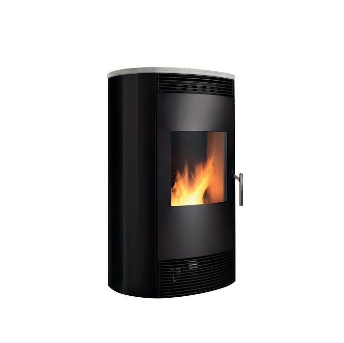 STUFA A PELLET AD ARIA VENTILATA KARMEK ONE ECLIPSE 16,35 KW IN ACCIAIO COLORE NERO