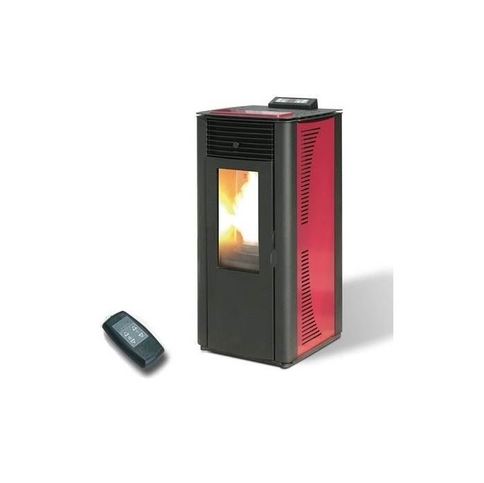TERMOSTUFA A PELLET 14,8 KW KING 14 IDRO CON TELECOMANDO - COLORE BORDEAUX
