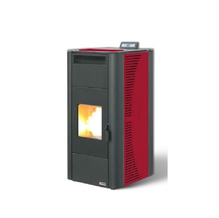 TERMOSTUFA A PELLET 19 KW KING 20 IDRO CON VENTILAZIONE FRONTALE CON TELECOMANDO - COLORE BORDEAUX
