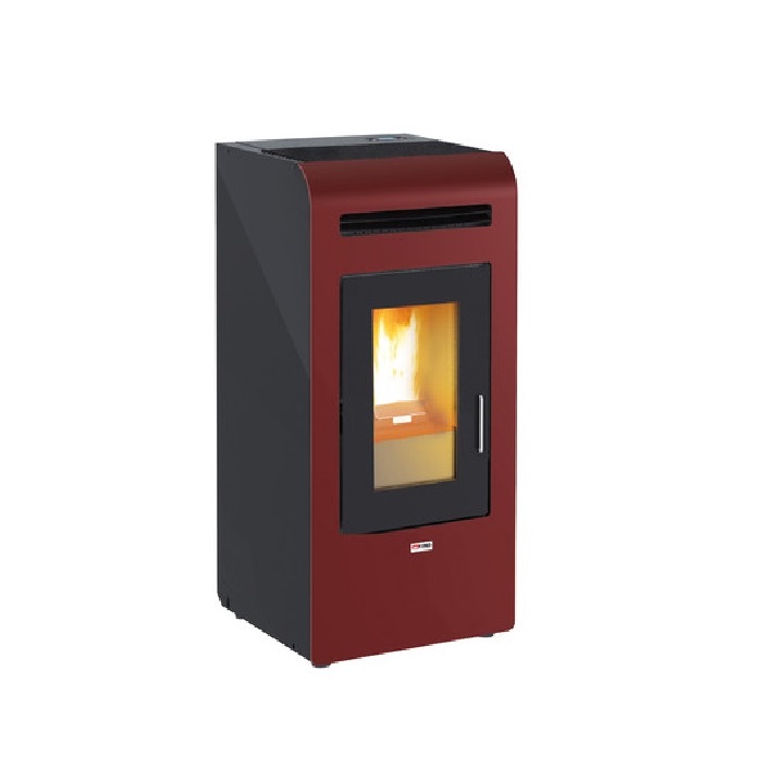 STUFA A PELLET CANALIZZATA 16 KW KING 16C CON TELECOMANDO - COLORE BORDEAUX