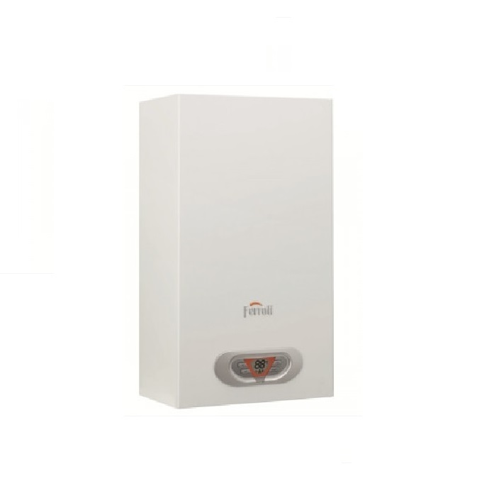 SCALDABAGNO A CAMERA STAGNA FERROLI SKY ECO 14 F LOW NOX A GAS METANO COMPLETO DI KIT PER SCARICO FUMI