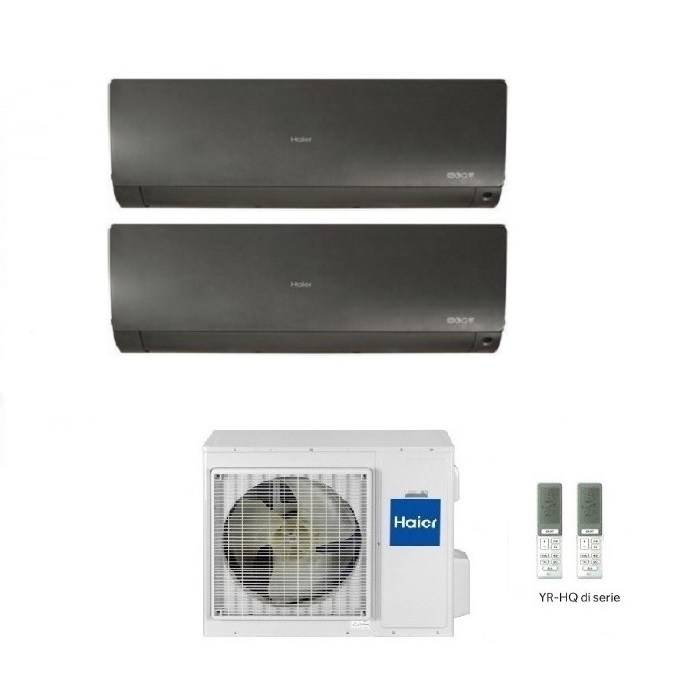 CLIMATIZZATORE CONDIZIONATORE HAIER DUAL SPLIT INVERTER FLEXIS PLUS BLACK R-32 12000+12000 CON 2U50S2SM1FA WI-FI hOn - NEW  - 12+12
