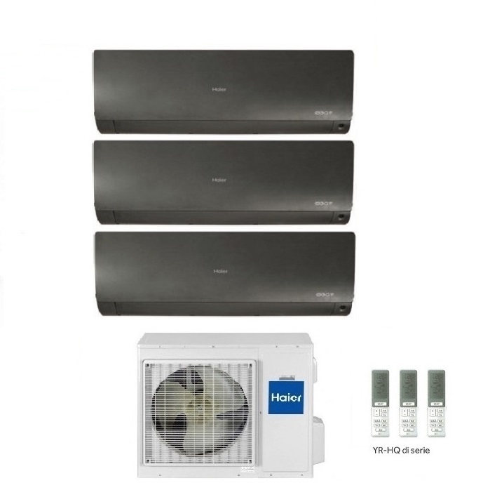 CLIMATIZZATORE CONDIZIONATORE HAIER TRIAL SPLIT INVERTER FLEXIS PLUS BLACK R-32 7000+9000+9000 CON 3U70S2SR3FA WI-FI hOn - NEW -7+9+9
