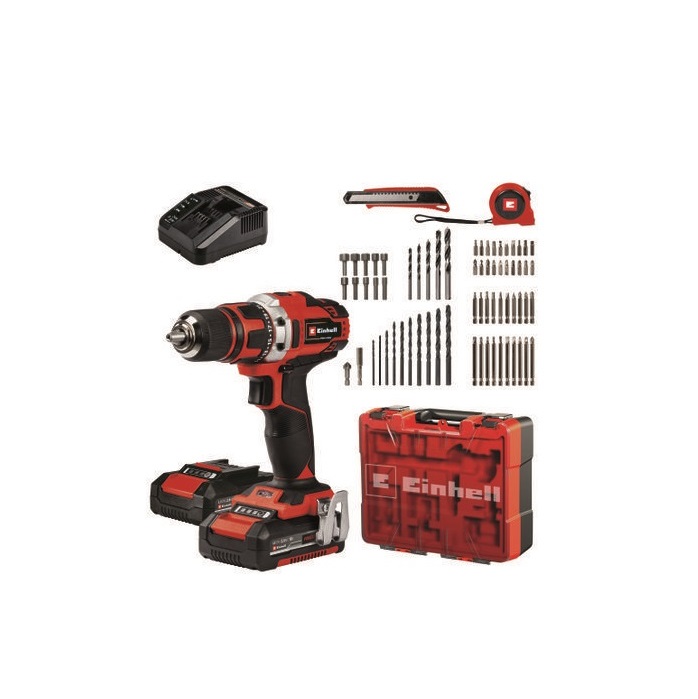 TRAPANO A BATTERIA EINHELL TE-CD 18/40 Li +69L (2x2,0Ah) COD. 4513934 CON KIT VALIGETTI CON 69 ACCESSORI