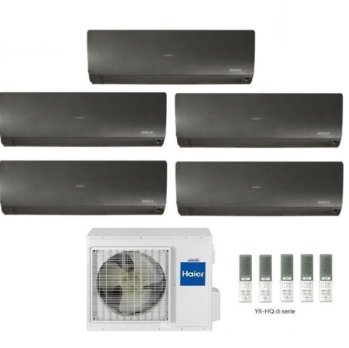 CLIMATIZZATORE CONDIZIONATORE HAIER PENTA SPLIT INVERTER FLEXIS PLUS BLACK R-32 7000+7000+7000+7000+15000 CON 5U90S2SR3FA WI-FI hOn - NEW -7+9+9+9+15