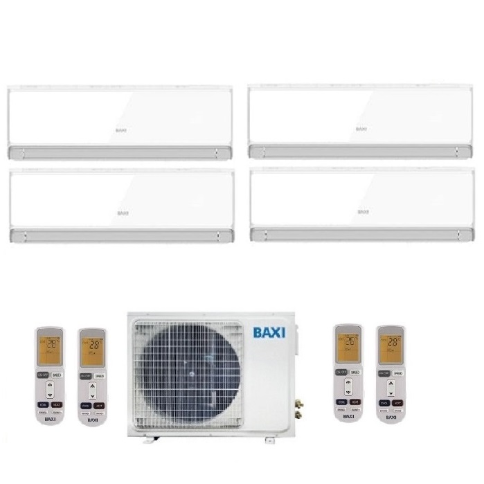 CLIMATIZZATORE CONDIZIONATORE BAXI INVERTER QUADRI SPLIT HALO BIANCO 9000+12000+12000+12000 CON LSGT100-4M R-329+12+12+12 - NEW