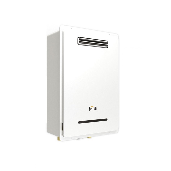 SCALDABAGNO SCALDACQUA A GAS FERROLI EXTERNO 22 NG METANO DA 22 LT – DA ESTERNO LOW NOX – NEW