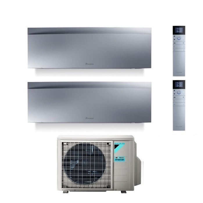 CLIMATIZZATORE CONDIZIONATORE DAIKIN DUAL SPLIT INVERTER serie 3 FTXJ R-32 EMURA III ARGENTO Bluevolution 9000+18000 con 2MXM50N9 WI-FI INCLUSO - NEW -9+18