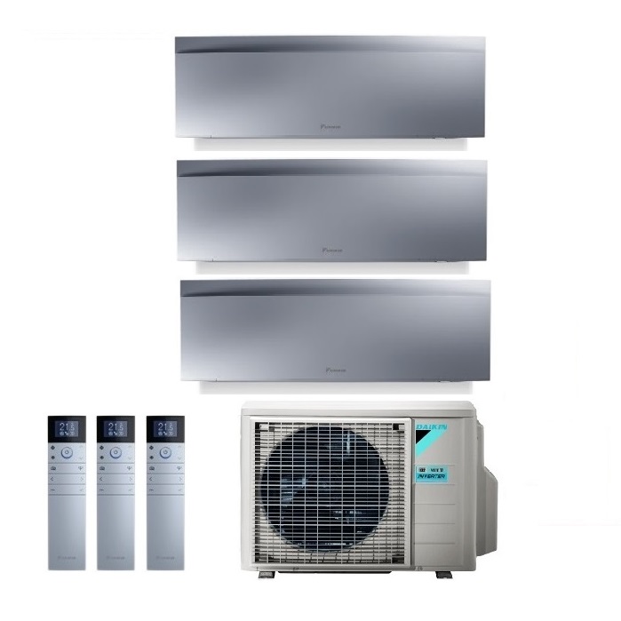 CLIMATIZZATORE CONDIZIONATORE DAIKIN TRIAL SPLIT INVERTER serie 3 FTXJ R-32 EMURA III ARGENTO Bluevolution 7000+7000+12000 con 3MXM68N9 WI-FI INCLUSO - NEW -7+7+12