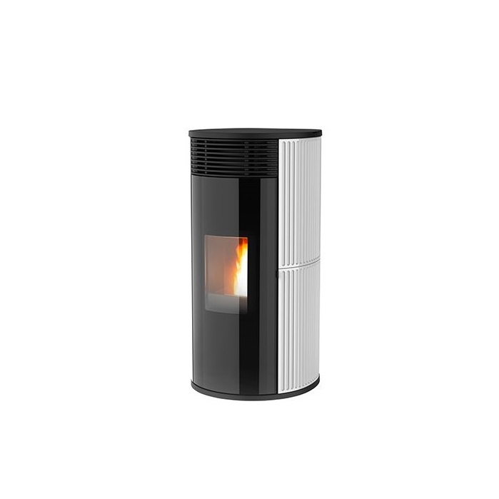 STUFA A PELLET IDRO MCZ PAD LINE HYDROMATICA 18 KW M2 IN CERAMICA RIGATA COLORE WHITE - NEW COD. 7121030