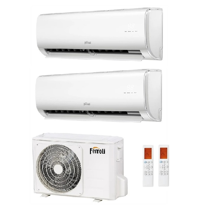 CLIMATIZZATORE CONDIZIONATORE FERROLI DUAL SPLIT INVERTER R-32 SERIE GIADA M 9000+12000 con 18-2 WI-FI INTEGRATO - NOVITA'