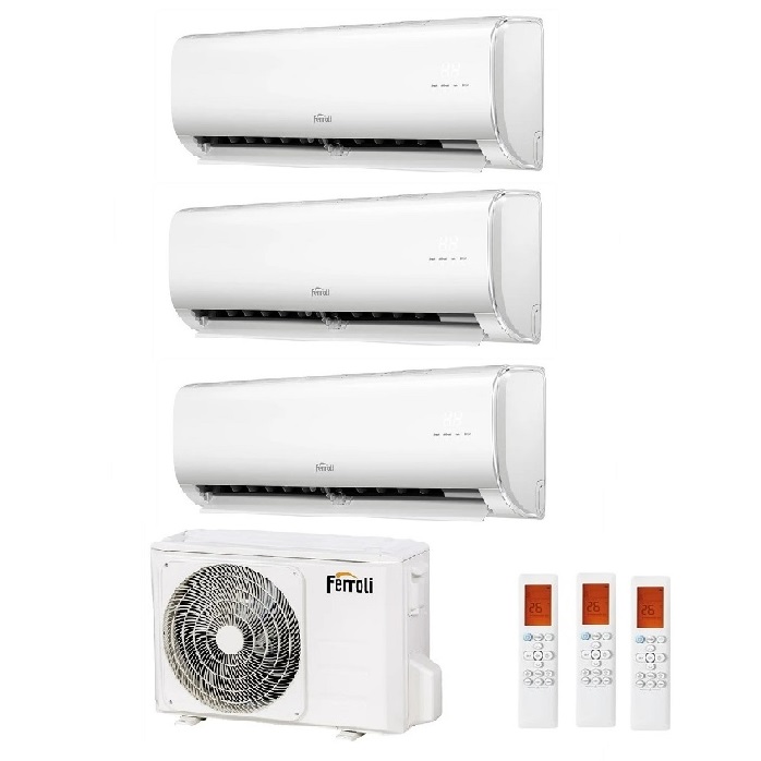 CLIMATIZZATORE CONDIZIONATORE FERROLI TRIAL SPLIT INVERTER R-32 SERIE GIADA M 9000+12000+12000 con 27-3 WI-FI INTEGRATO - NOVITA'