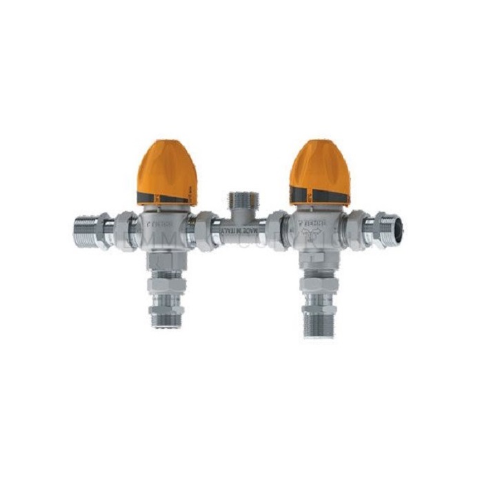 KIT SOLARE TIEMME 5 VIE DEVIATRICE 45° E MISCELATORE TERMOSTATICO 30-55° 475KIT - 4750050