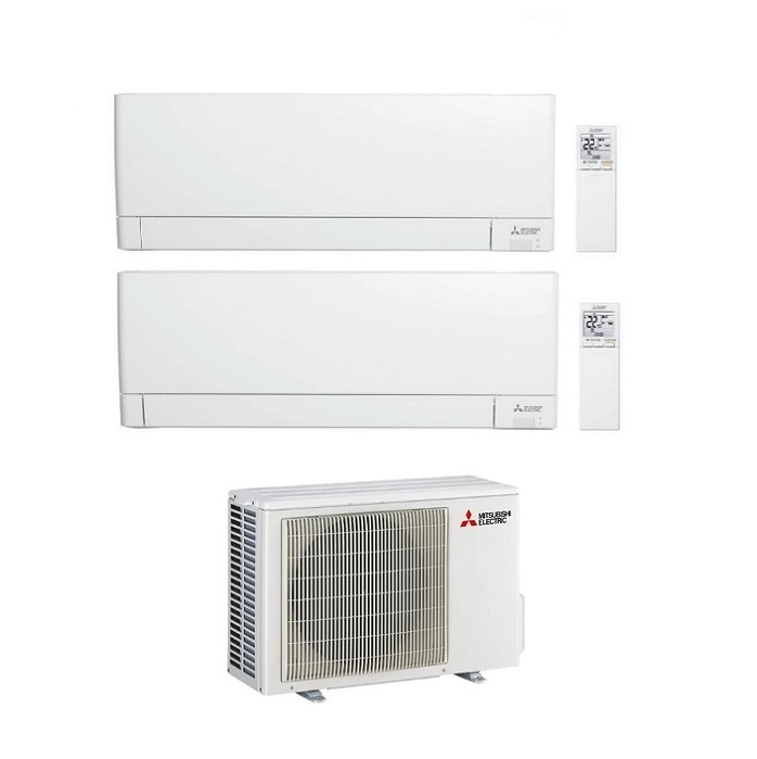 CLIMATIZZATORE CONDIZIONATORE MITSUBISHI ELECTRIC DUAL SPLIT INVERTER LINEA PLUS SERIE MSZ-AY 9000+12000 BTU CON MXZ-2F42VF WI-FI INTEGRATO R-32 9+12 A++