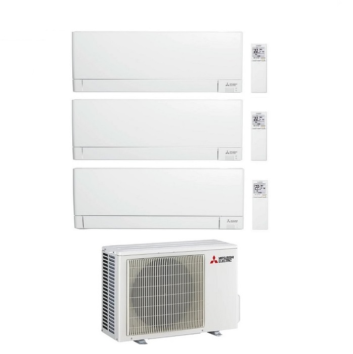 CLIMATIZZATORE CONDIZIONATORE MITSUBISHI ELECTRIC TRIAL SPLIT INVERTER LINEA PLUS SERIE MSZ-AY 9000+9000+12000 BTU CON MXZ-3F54VF WI-FI INTEGRATO R-32 9+9+12