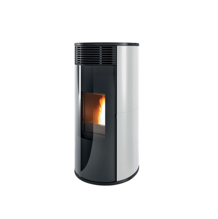 STUFA A PELLET IDRO MCZ PAD PLAIN HYDROMATICA 24 KW M2 IN CERAMICA LISCIA COLORE BIANCA - NEW COD. 7121031