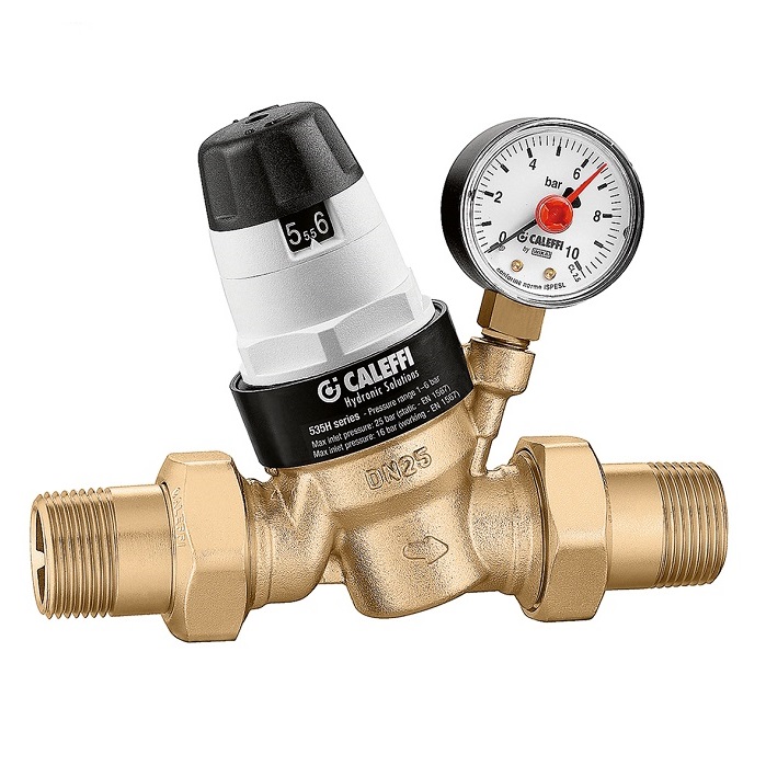 CALEFFI RIDUTTORE DI PRESSIONE 3/4 CON MANUBRIO CON CARTUCCIA MONOBLOCCO ESTRAIBILE R 3/4" (EN 10226-1) M
BOCCHETTONE CON MANOMETRO 0–10 BAR. Codice 535051