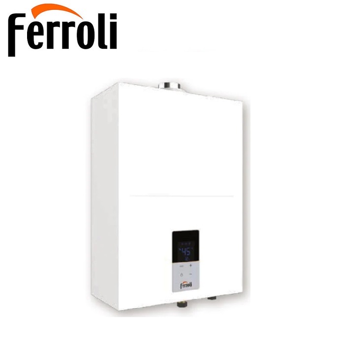 SCALDABAGNO A GAS FERROLI KONA 17 LT METANO COMPLETO DI KIT PER SCARICO FUMI COD. 0DK97IAA