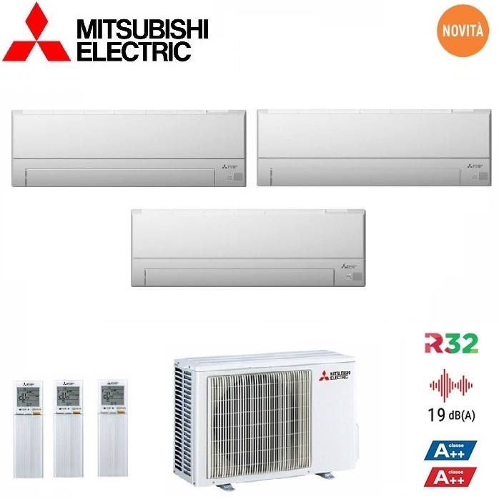 CLIMATIZZATORE CONDIZIONATORE MITSUBISHI ELECTRIC TRIAL SPLIT INVERTER SERIE MSZ-BT 12000+12000+12000 BTU CON MXZ-3F68VF WI-FI INTEGRATO R-32 12+12+12 A++
