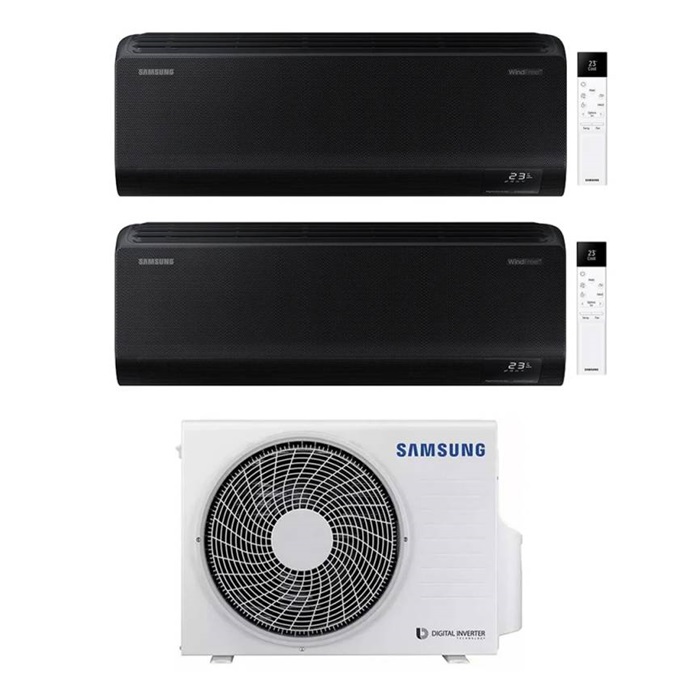 CONDIZIONATORE SAMSUNG INVERTER DUAL SPLIT SERIE WINDFREE BLACK 7000+7000 con AJ040TXJ R-32 CLASSE A+++ WIFI - NEW 7+7