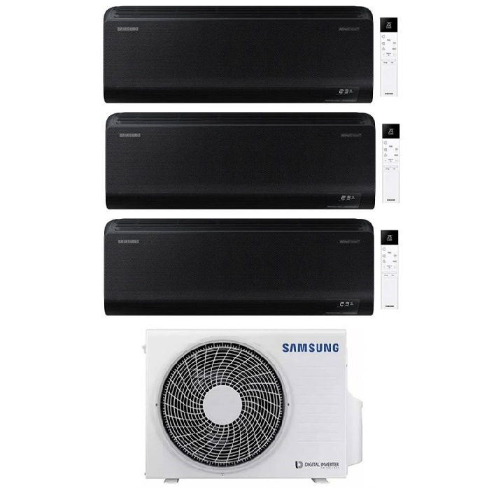 CONDIZIONATORE SAMSUNG INVERTER TRIAL SPLIT WINDFREE BLACK 9000+9000+12000 con AJ052TXJ R-32 CLASSE A+++ WIFI - NEW 9+9+12