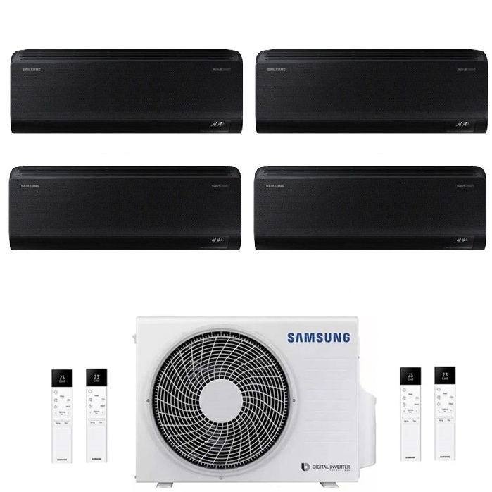 CONDIZIONATORE SAMSUNG INVERTER QUADRI SPLIT WINDFREE BLACK 7000+7000+9000+9000 con AJ080TXJ R-32 CLASSE A++ WIFI - NEW 7+7+9+9