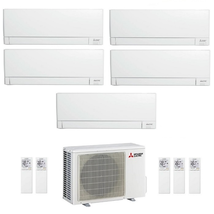 CLIMATIZZATORE CONDIZIONATORE MITSUBISHI ELECTRIC PENTA SPLIT INVERTER LINEA PLUS SERIE MSZ-AY R-32 9000+9000+12000+12000+12000 CON MXZ-5F102VF A++ WI-FI INCLUSO - NEW 9+9+12+12+12
